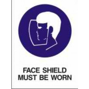 A signsofsafety MA20 Signs of Safety Mandatory Face Must Be Worn sign with a circular blue symbol showing a profile of a person wearing a protective face mask. Below the symbol, text reads 