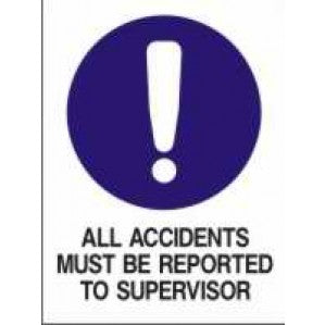 A signsofsafety safety sign featuring a large purple exclamation mark above self-adhesive vinyl text that reads 