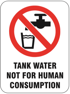 Sign displaying a red prohibition circle over an icon of a tap and glass, with text 