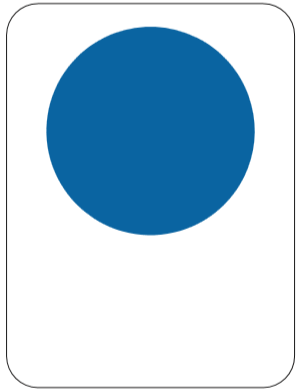 A graphic image displaying a large blue circle centered within a white square with a rounded-corner self-adhesive vinyl border from Signs of Safety.