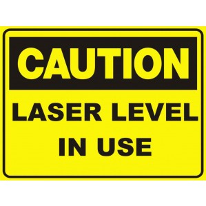 Yellow signsofsafety CA45 Signs of Safety Caution Laser Levels in use sign with bold black text on a plain background.