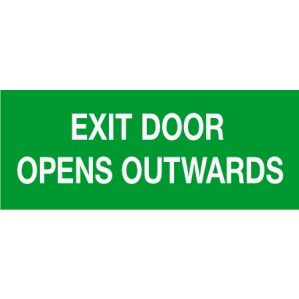 Green rectangular self-adhesive sticker with white text that reads 