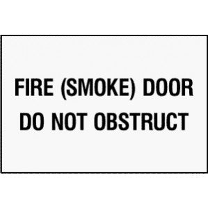A rectangular self-adhesive EM69 Signs of Safety Fire Door Do Not Obstruction sign with bold text reading 