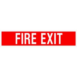 A rectangular, red sign with bold white letters spelling 