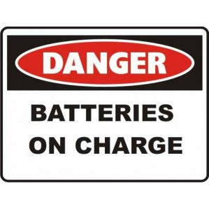 A rectangular warning sign with a red and black border. It reads 